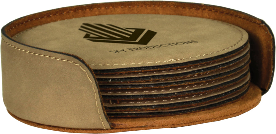 Round Leatherette Coasters (6 Coaster Set)