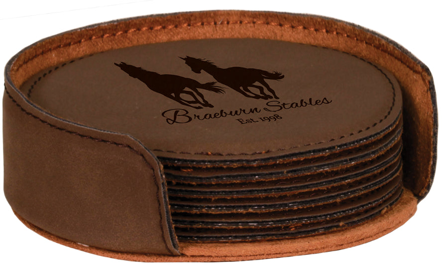 Round Leatherette Coasters (6 Coaster Set)