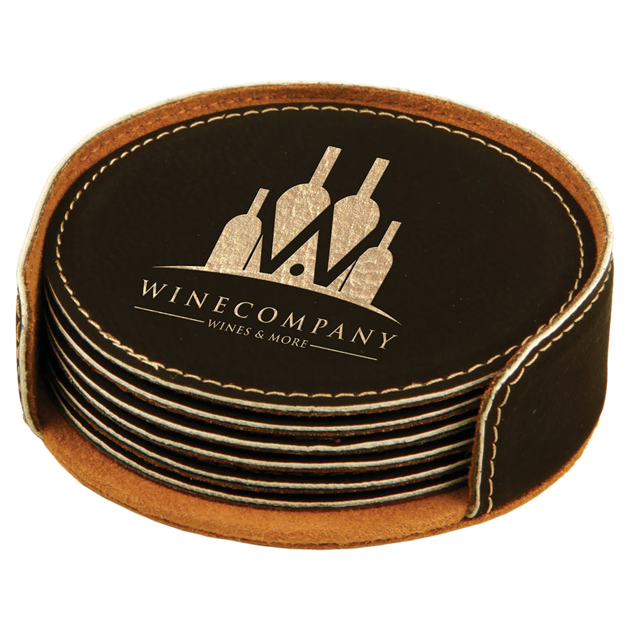 Round Leatherette Coasters (6 Coaster Set)