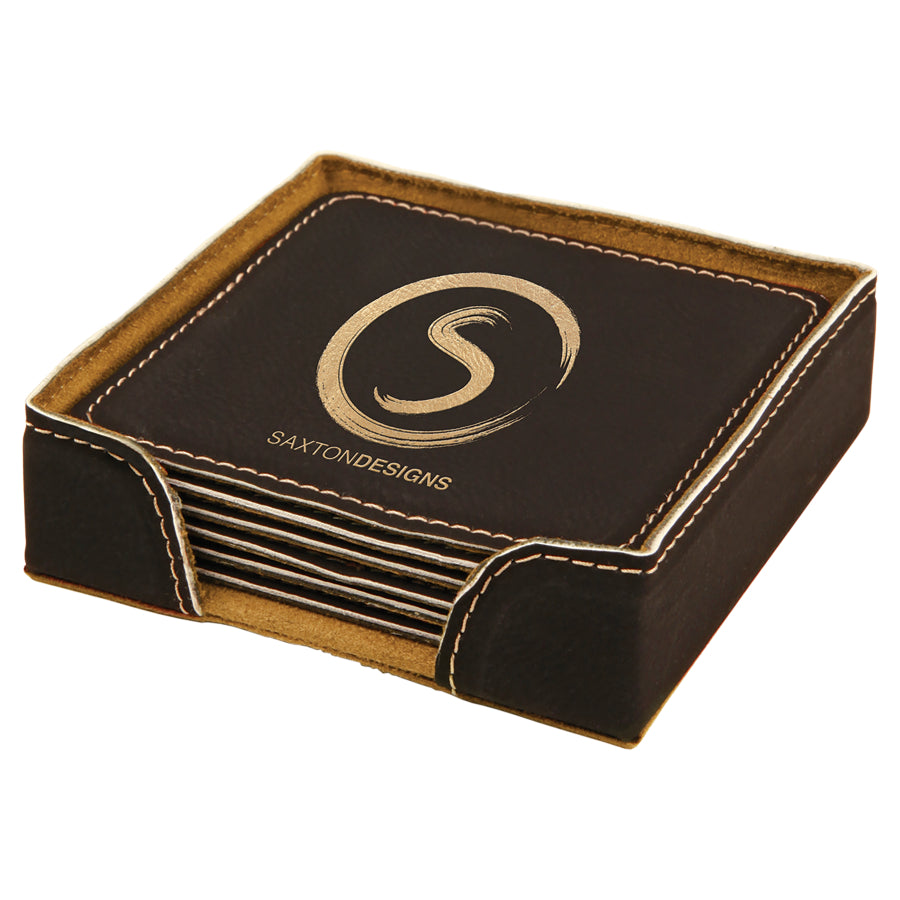 Square Leatherette Coasters (6 Coaster Set)