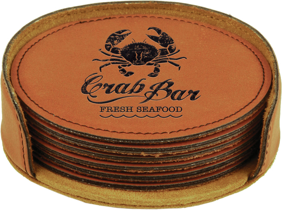 Round Leatherette Coasters (6 Coaster Set)