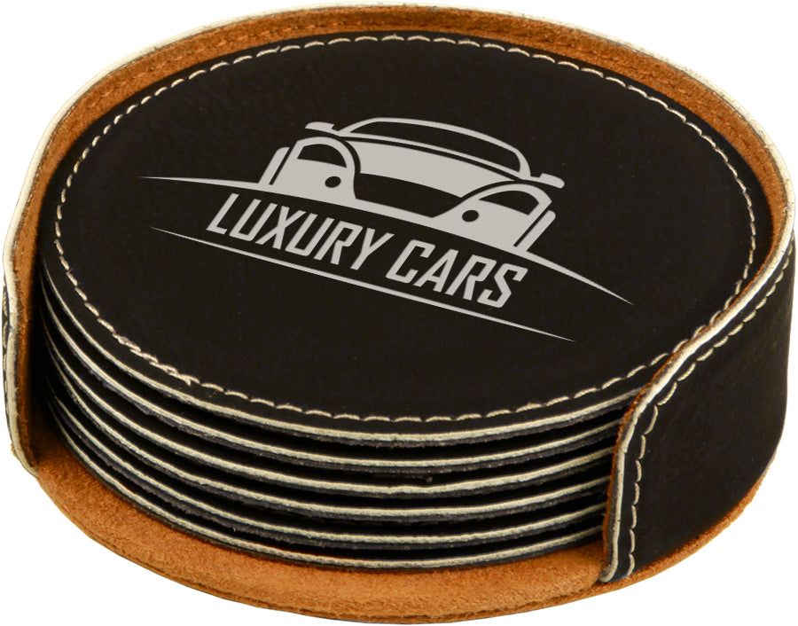 Round Leatherette Coasters (6 Coaster Set)