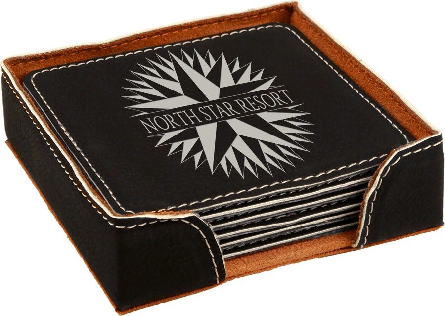 Square Leatherette Coasters (6 Coaster Set)