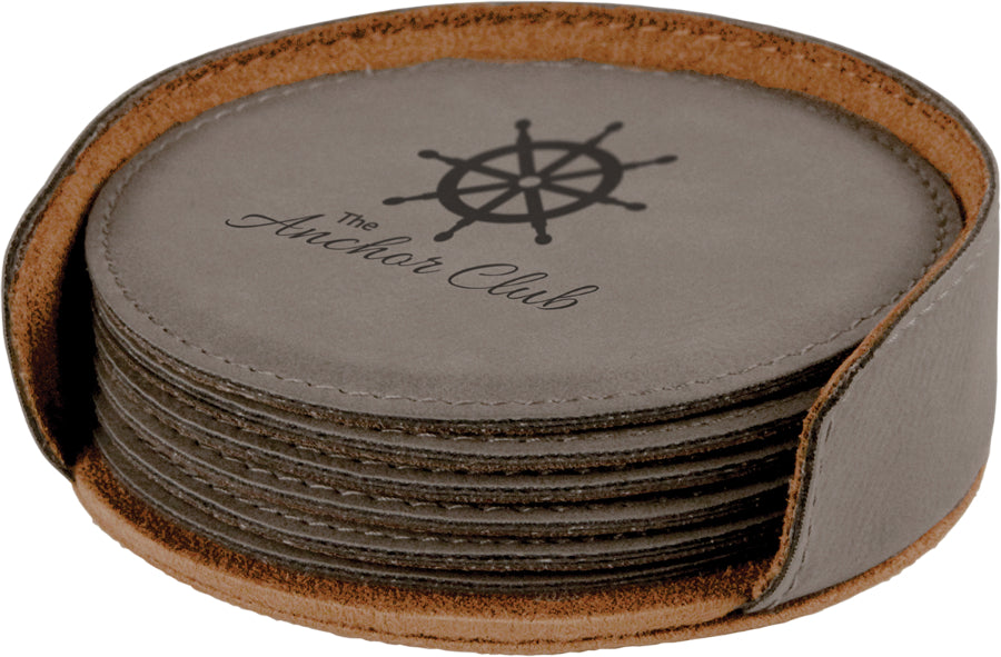 Round Leatherette Coasters (6 Coaster Set)