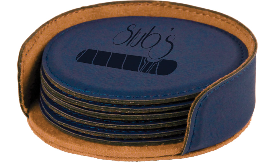 Round Leatherette Coasters (6 Coaster Set)