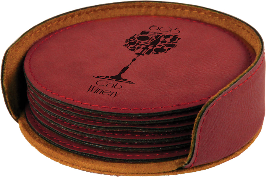 Round Leatherette Coasters (6 Coaster Set)