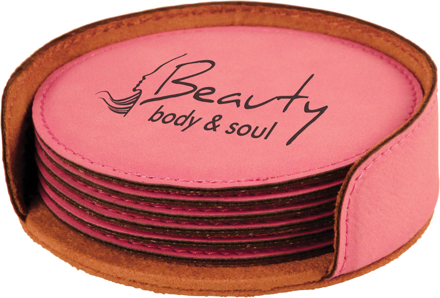 Round Leatherette Coasters (6 Coaster Set)