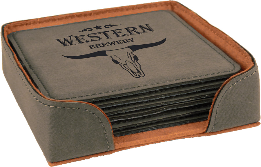 Square Leatherette Coasters (6 Coaster Set)