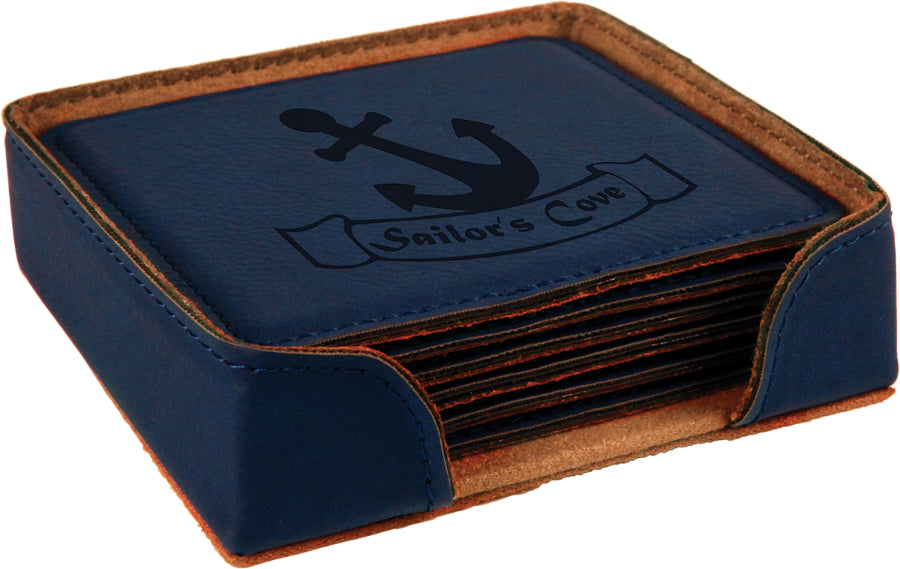 Square Leatherette Coasters (6 Coaster Set)