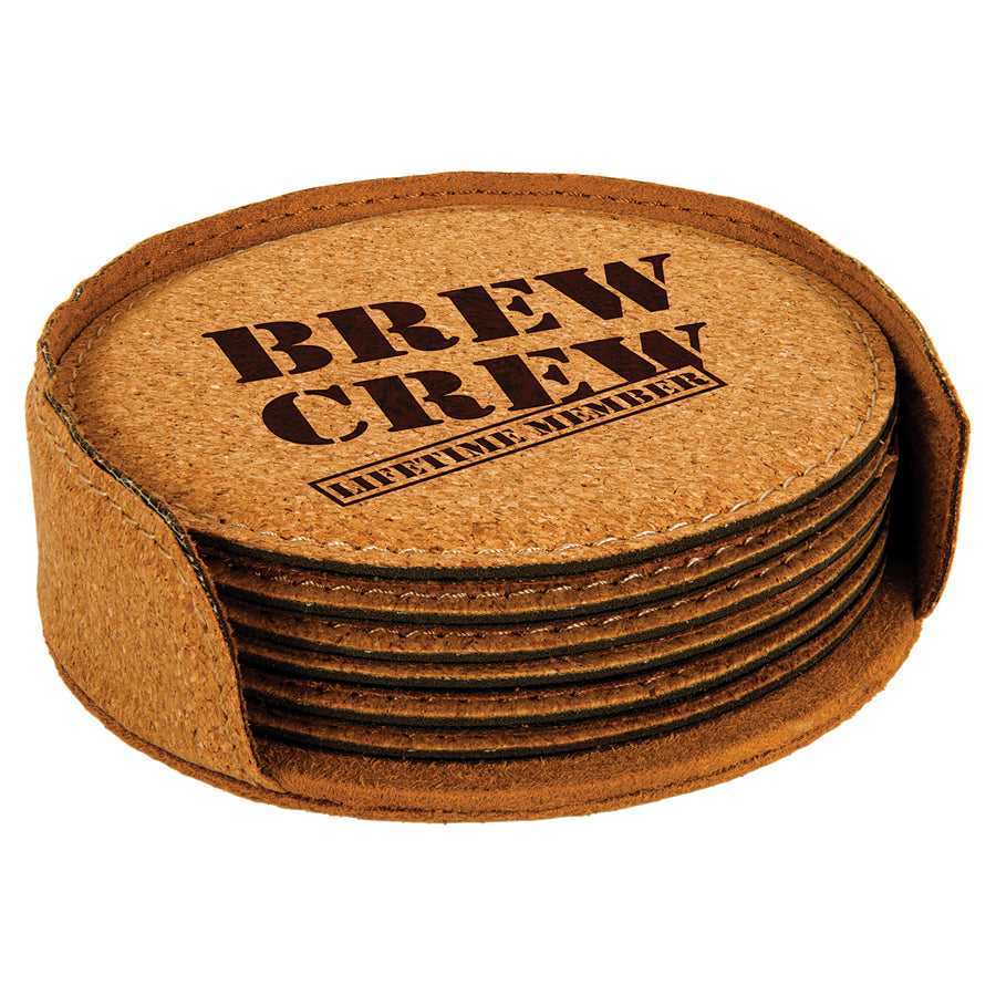Round Leatherette Coasters (6 Coaster Set)