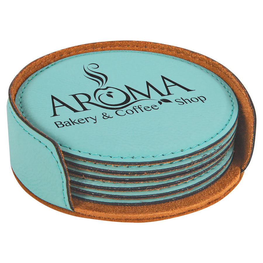 Round Leatherette Coasters (6 Coaster Set)