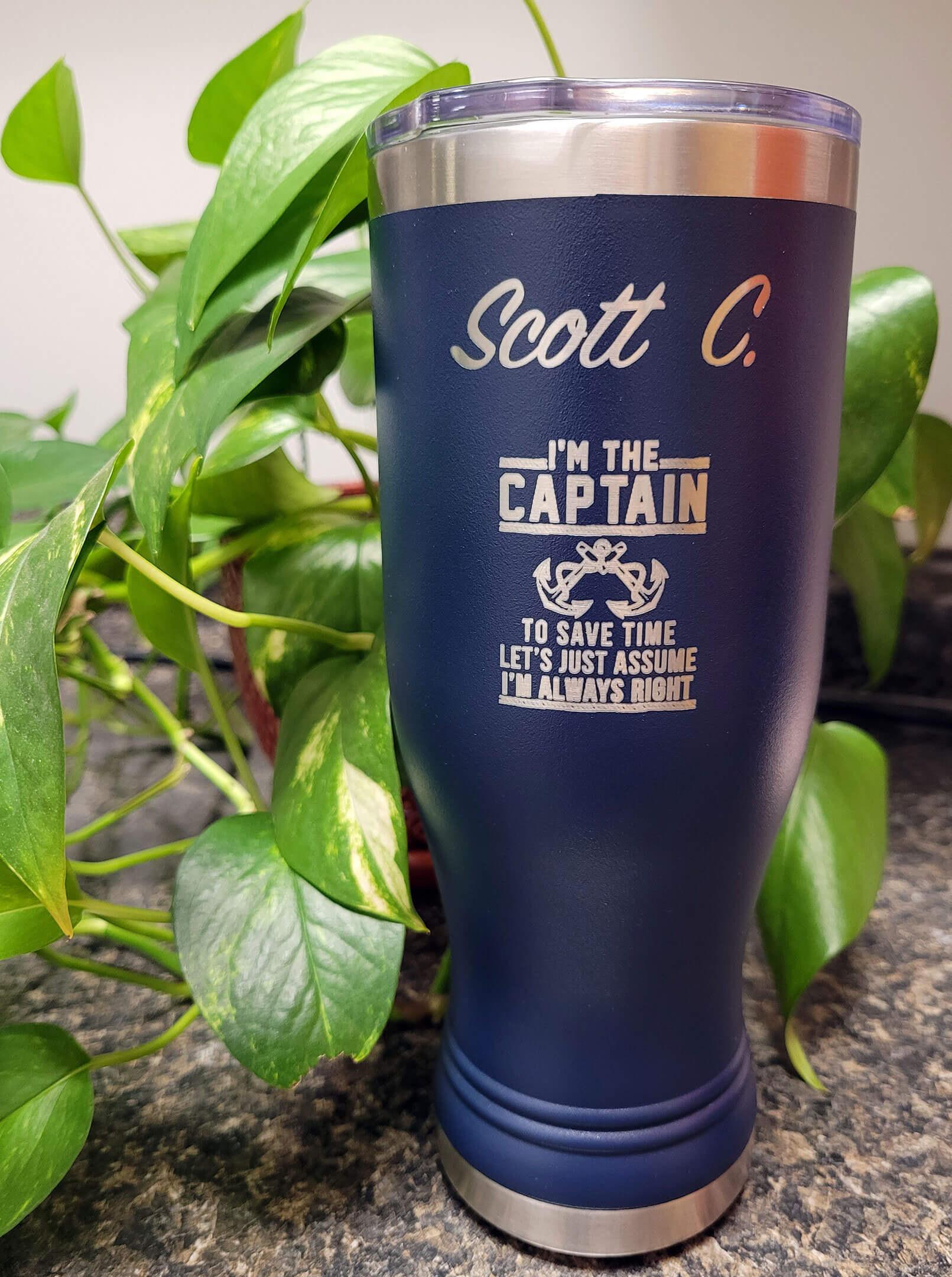 20 oz Insulated Stainless Steel Pilsner with 1-Side Custom-Engraved ...